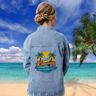 Mele Kalikimaka Tropical Christmas Denim Jacket