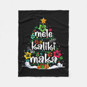 Mele Kalikimaka Tropical Christmas Hawaiian Santa Fleece Blanket