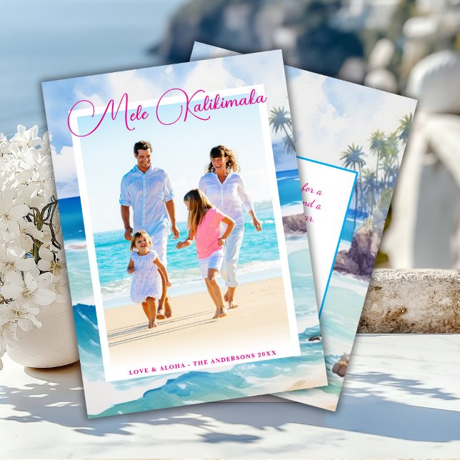 Mele Kalikimaka Tropical Christmas Photo Holiday Card (Creator Uploaded)