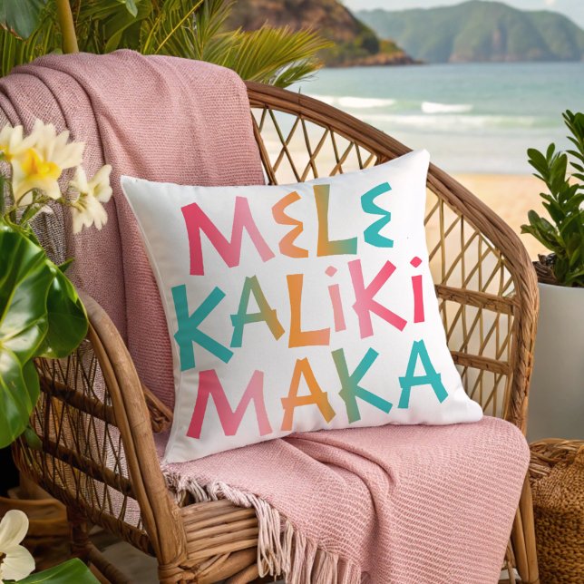 Mele Kalikimaka Tropical Christmas Typography  Cushion (Creator Uploaded)