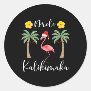 Mele Kalikimaka Tropical Hawaiian Christmas Flamin Classic Round Sticker
