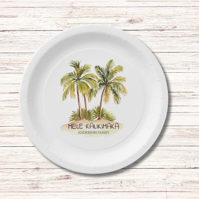 Mele Kalikimaka Tropical Hawaiian Christmas Paper Plate (Creator Uploaded)
