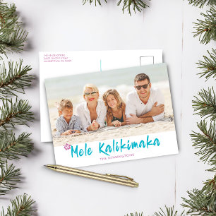 Mele Kalikimaka Tropical Hawaiian Christmas Photo Holiday Postcard