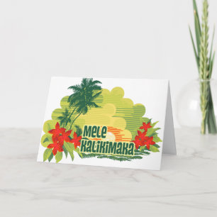 Mele Kalikimaka Tropical Island Hawaiian Christmas Holiday Card