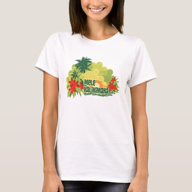 Mele Kalikimaka Tropical Island Hawaiian Christmas T-Shirt (Front)