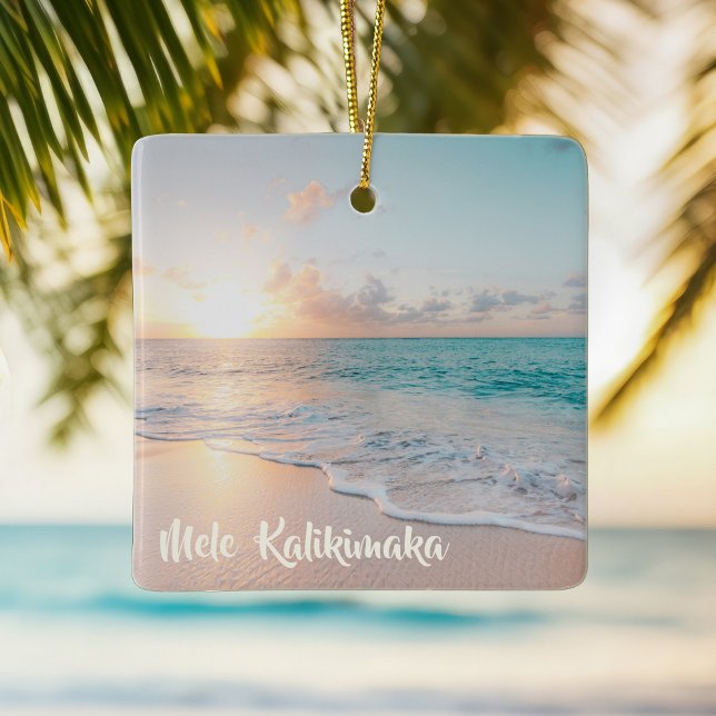 Mele Kalikimaka Tropical Island Photo Christmas  Ceramic Ornament (Creator Uploaded)