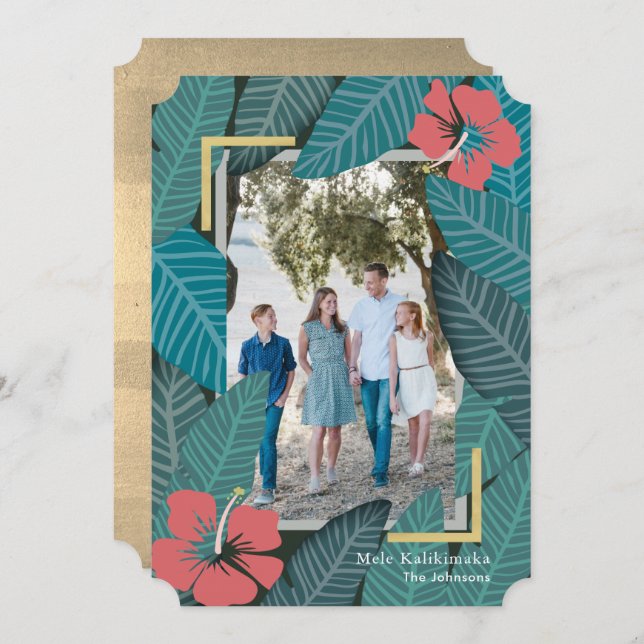 Mele Kalikimaka Tropical Jungle Photo Holiday Card (Front/Back)