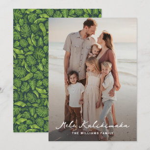 Mele Kalikimaka Tropical Leaves Photo Christmas Holiday Card