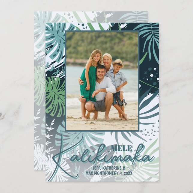 Mele Kalikimaka Tropical Photo Holiday Card (Front/Back)