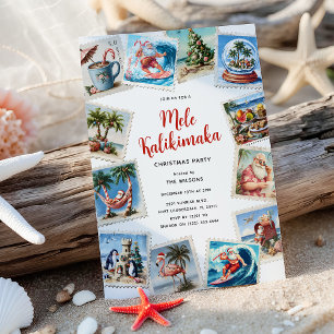Mele Kalikimaka Tropical Stamps Christmas Party Invitation