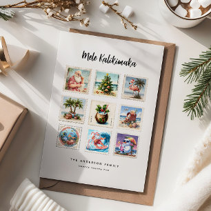 Mele Kalikimaka Tropical Stamps Holiday Card