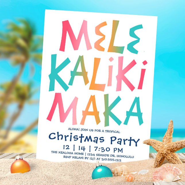 Mele Kalikimaka Tropical Typography Christmas  Invitation (Creator Uploaded)