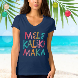 Mele Kalikimaka Tropical Typography Christmas T-Shirt