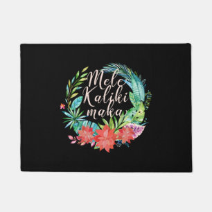 Mele Kalikimaka Tropical Wreath Hawaiian Christmas Doormat