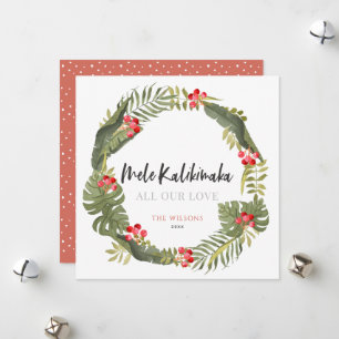 Mele Kalikimaka Tropical Wreath Holiday Card