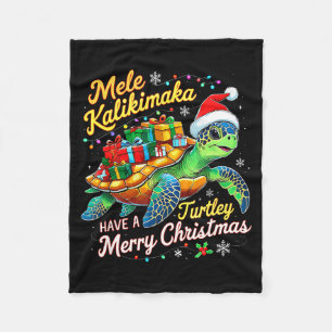 Mele Kalikimaka Turtley Have A Merry Christmas  Fleece Blanket