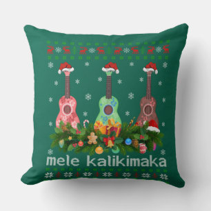 Mele Kalikimaka Ukulele Guitar Gift Ugly Ukulele Cushion