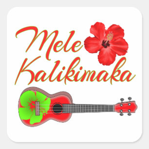 Mele Kalikimaka Ukulele Square Sticker