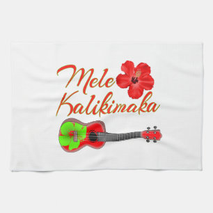 Mele Kalikimaka Ukulele Tea Towel