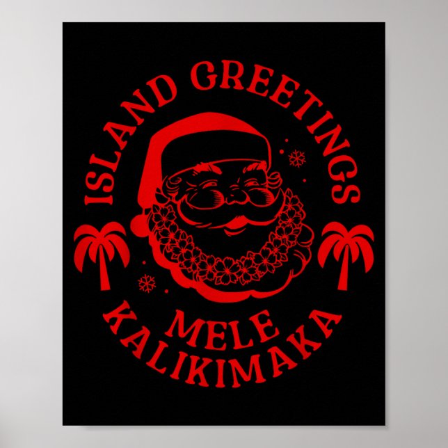 Mele Kalikimaka Vintage Santa Family Hawaiian Chri Poster (Front)