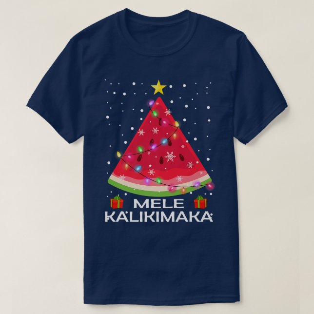 Mele Kalikimaka Watermelon Xmas Tree Christmas Alo T-Shirt (Design Front)