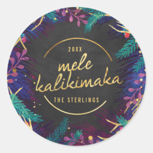 Mele Kalikmaka Merry Botanicals Holiday Gift  Clas Classic Round Sticker