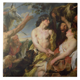 Meleager and Atalanta (oil on canvas) Ceramic Tile