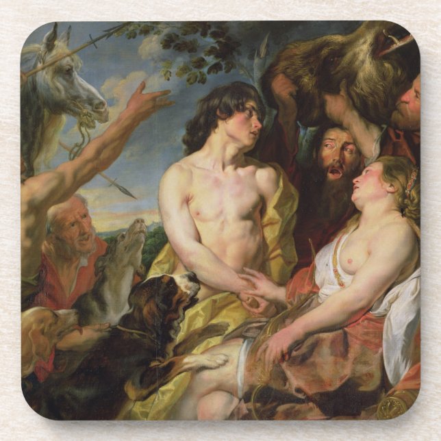 Meleager and Atalanta (oil on canvas) Coaster (Front)