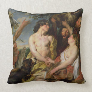 Meleager and Atalanta (oil on canvas) Cushion