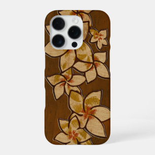 Melia Hawaiian Plumeria Faux Wood Koa iPhone 16 Pro Case