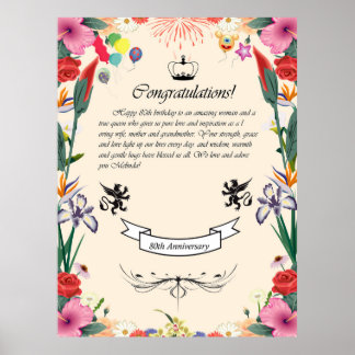 Melinda's 80th Birthday  Greeting Card Poster