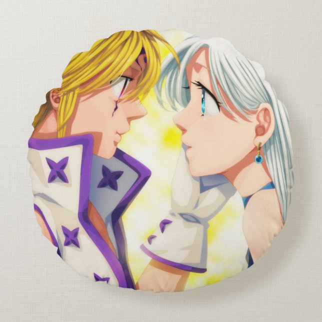 Meliodas and Elizabeth Round Cushion (Front)