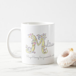 Melissa letter M decorative name with meaning mug