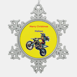 Melissa's Motocross Christmas Snowflake Ornament