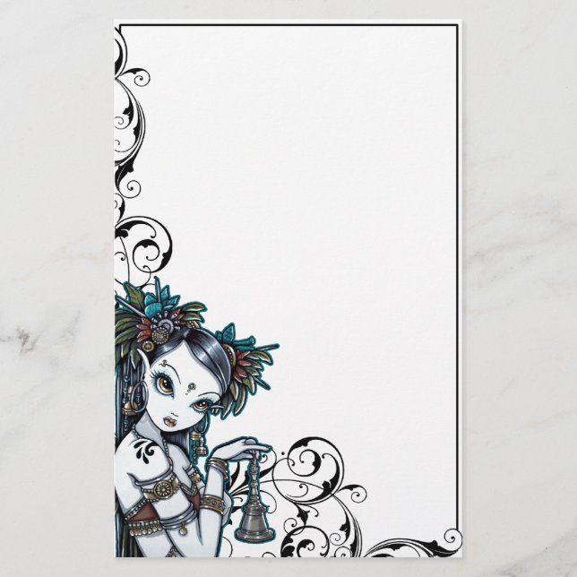 "Melita" Goth Tribal Fusion Dancer Art Stationery (Front)