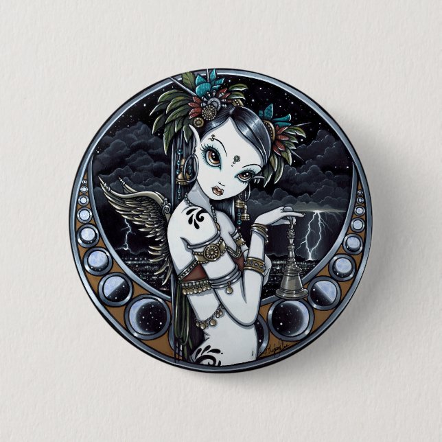 "Melita" Goth Tribal Fusion Dancer Pinback Button (Front)