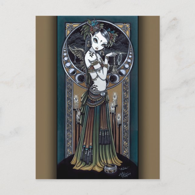 "Melita" Goth Tribal Fusion Storm Angel Postcard (Front)