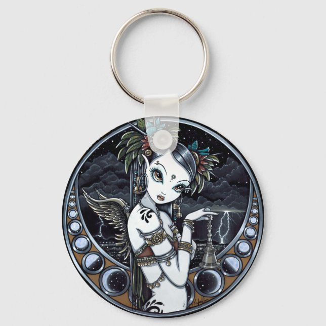 "Melita" Gothic Tribal Fusion Dancer Art Keychain (Front)