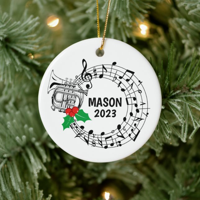 Mellophone Marching Band Christmas Ornament (Tree)