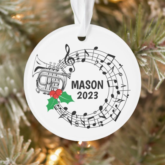Mellophone Marching Band Christmas Ornament (Tree)