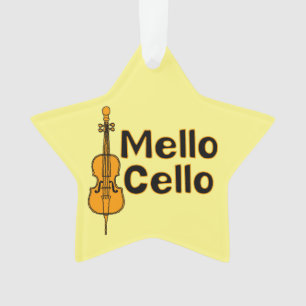 Mellow Cello White Text Ornament