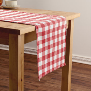 Mellow Classic Gingham - red white check plaid. Medium Table Runner