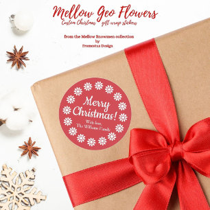Mellow Geo Flowers - red white custom Christmas. Classic Round Sticker