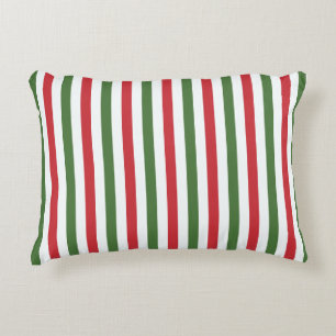 Mellow Geo Stripes -Christmas candy cane red green Decorative Cushion
