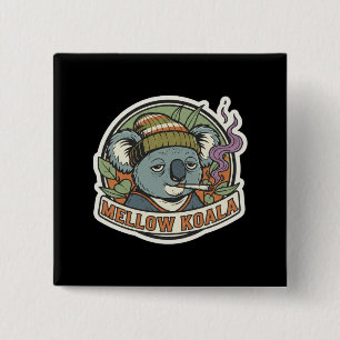 Mellow Koala Stoner - Vintage 70s Chill Animal 15 Cm Square Badge