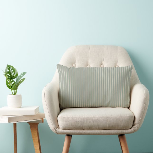 Mellow Sage with Cream Pinstripe Lumbar Cushion (Chair)