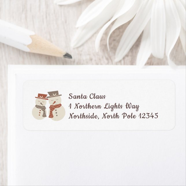 Mellow Snowmen - Christmas return address label. Label (Insitu)