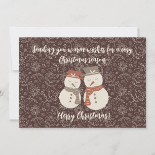 Mellow Snowmen - Merry Christmas! editable red v3 Holiday Card