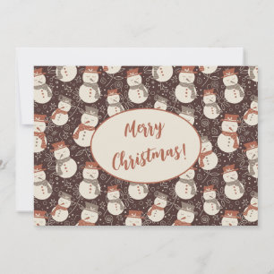 Mellow Snowmen - Merry Christmas v1 snowman red. Holiday Card
