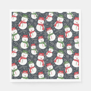 Mellow Snowmen - Xmas red and green pattern. Napkin
